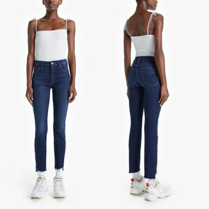 Mother The Looker Ankle Step Fray High Rise Slim Straight Jeans - 27